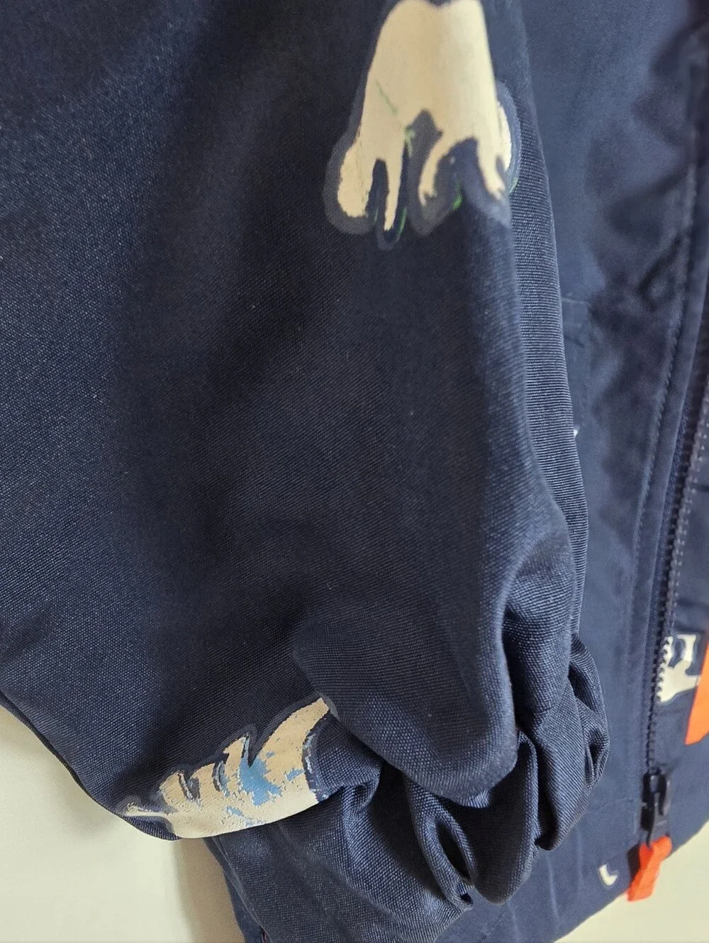 Carter's Navy Hooded Raincoat with Orange Lining and White Dino Print